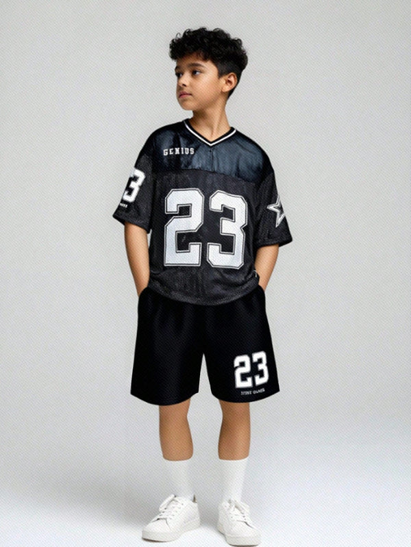 Tween Boy Casual School Print Pattern Crew Neck Loose Fit Short Sleeve T-Shirts