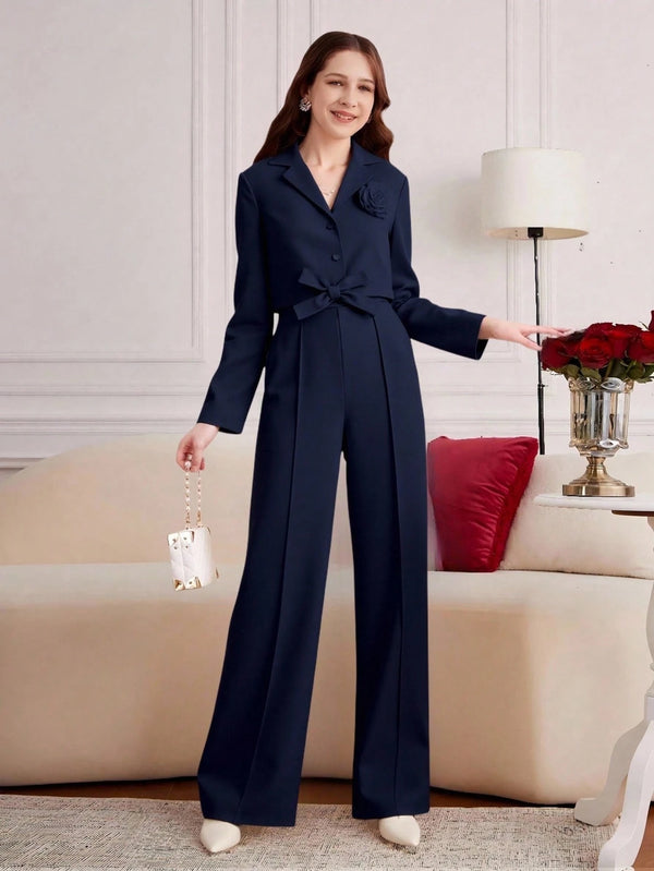 Elegant Casual Office Wear Knitted Vest & Short Pants With Belt