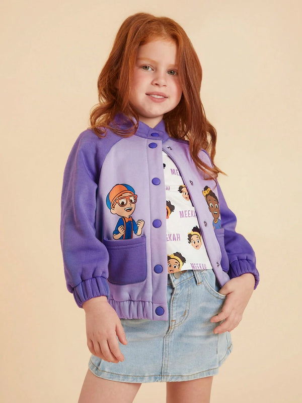 Young Girl Cute Best Friends Graphic Colorblock Casual Comfortable Jacket