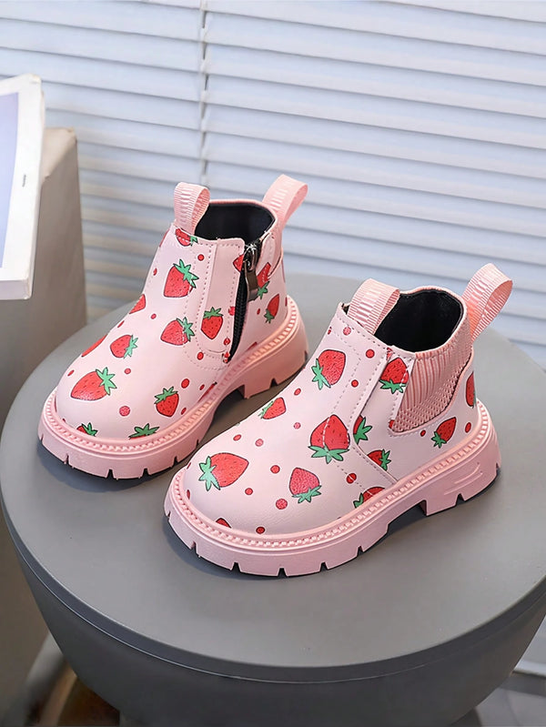 Girls' Short Boots With Side Zipper & Elastic
