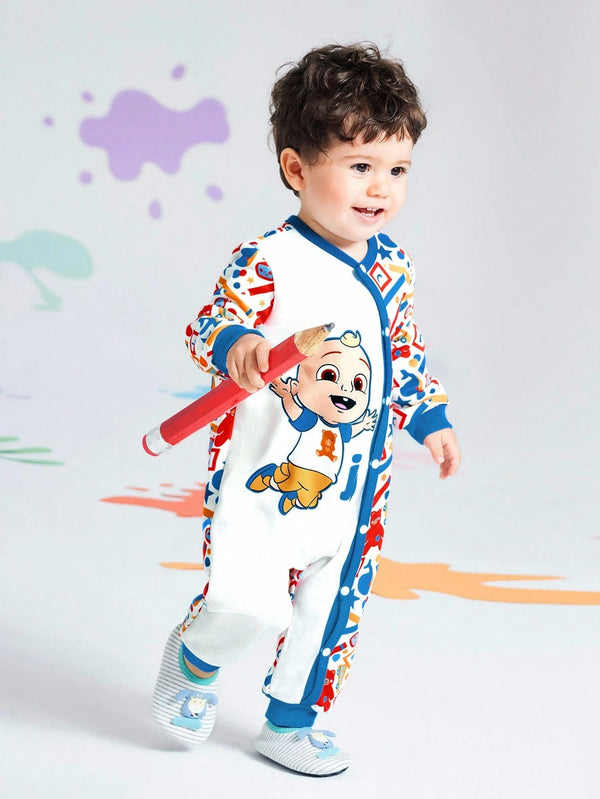 Baby Boy Cute Cartoon Bear Red & White Pattern Long Sleeve Romper