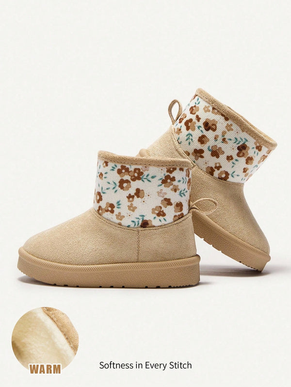 Cozy Pixies 1 Pair Girls' Floral Fashion Urban Easy On/Off Insulated Warm Snow Boots