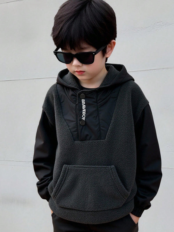 Young Boy Winter New Plush Hoodie Sweatshirt