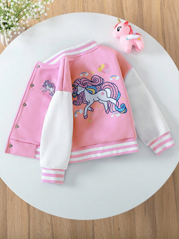 Girls Toddler Cute Unicorn Baseball Jacket