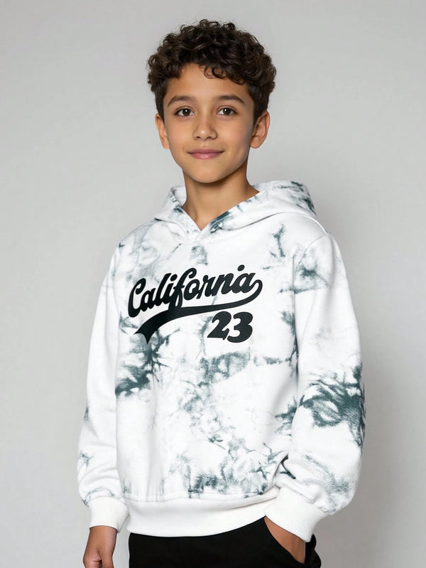 Tie-Dye Loose Graphic Print Long Sleeve Hoodie Sweatshirt