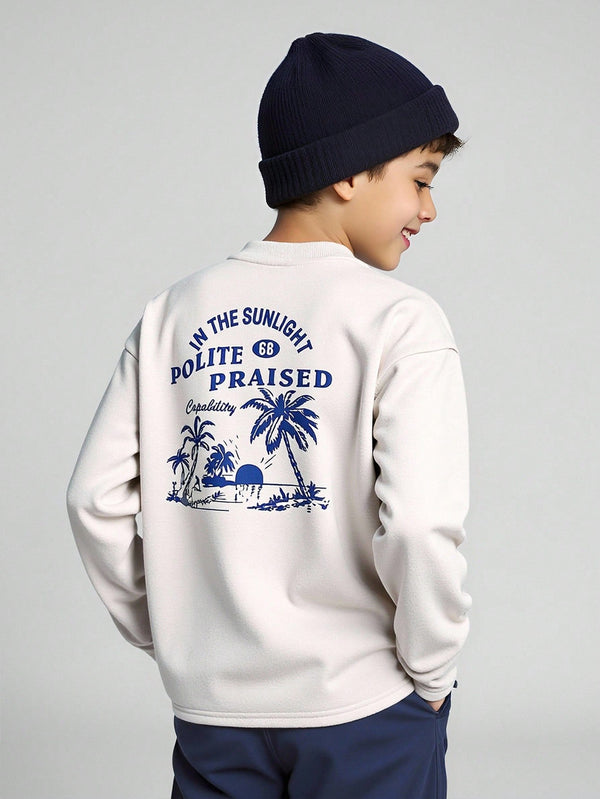 Tween Boy Casual Loose Fit Crew Neck Long Sleeve Sweatshirt