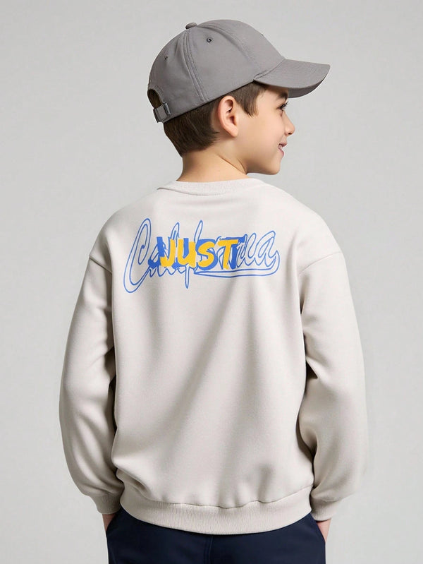 Tween Boy Casual Loose Fit Funny Graphic Print Crew Neck Long Sleeve Sweatshirt
