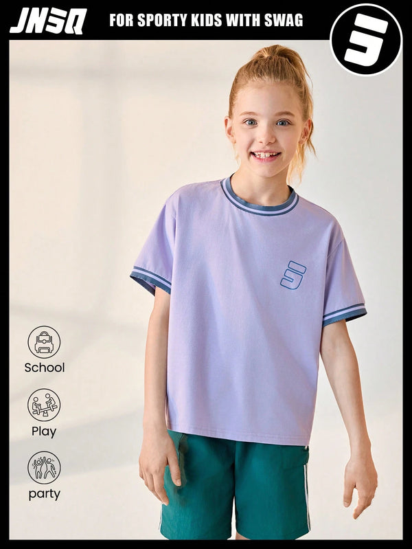 JNSQ Girls' Short Sleeve Outdoor Casual Sports T-Shirt