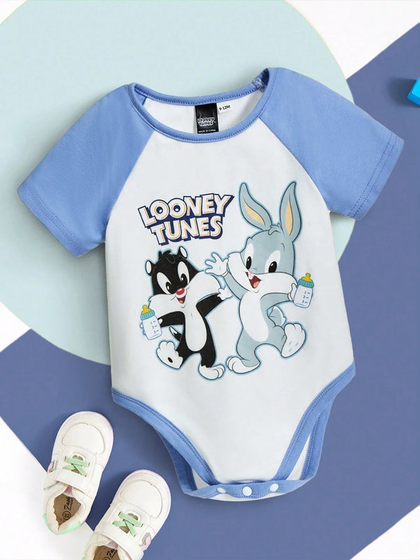 Baby Boy Sports & Casual Bunny Print Colorblock Romper