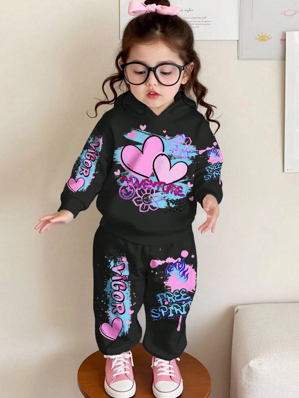Baby Girl Casual Loose Comfortable Soft Knit Hooded Pullover & Pants
