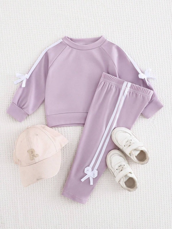 Baby Girl Knit Casual Fashion Non-Fleece Long Sleeve Top And Pants