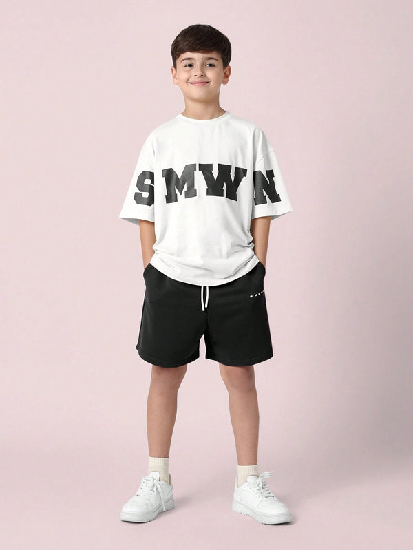 SUMWON Graphic Sport Street Style Letter Logo Smwn Print T-Shirt