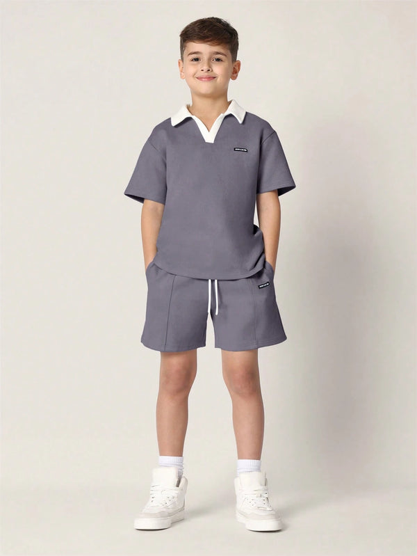 SUMWON Luxury Sporty Rugby Style Polo Tee Co-Ord Set