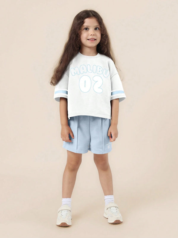 SUMWON Malibu Varsity Style Summer Athletic Kids Co-Ord Set Two-Piece