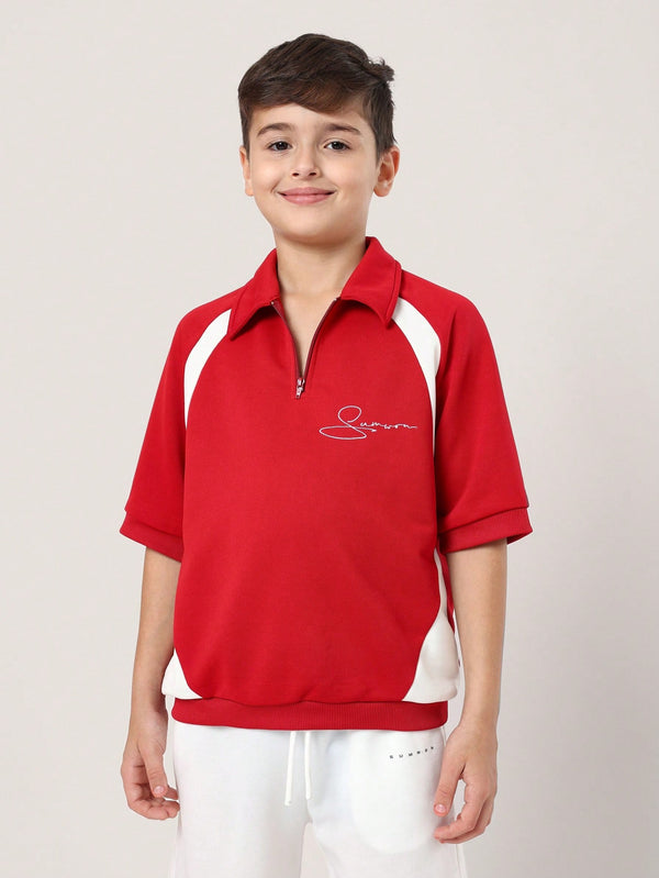 Premium Sports Quarter Zip Polo Athletic Short Sleeve Performance Training Top