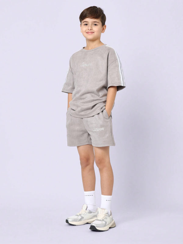 Premium Suede Texture Shorts Set