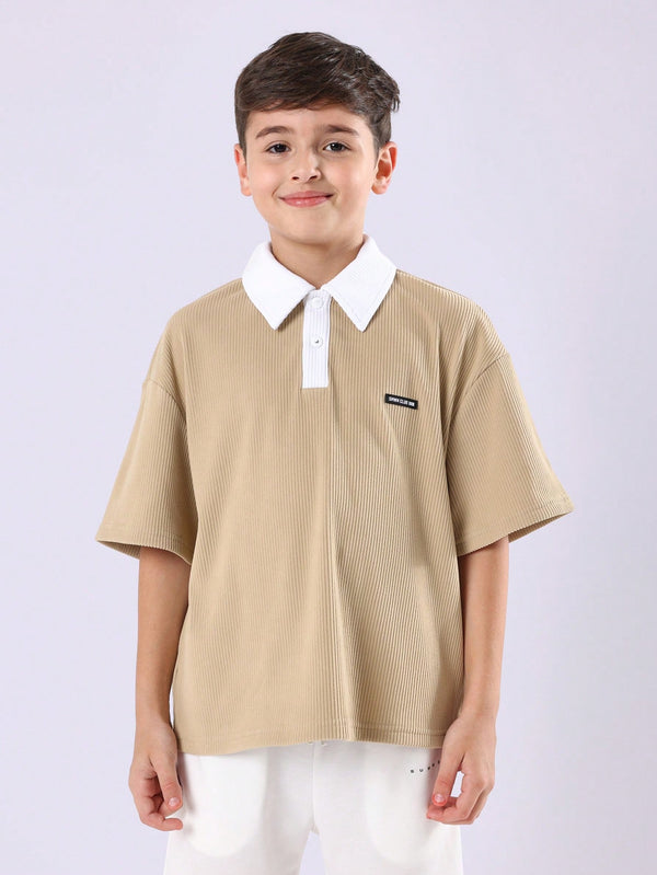 UMWON Ribbed Polo Short Sleeve Collared Shirt Premium