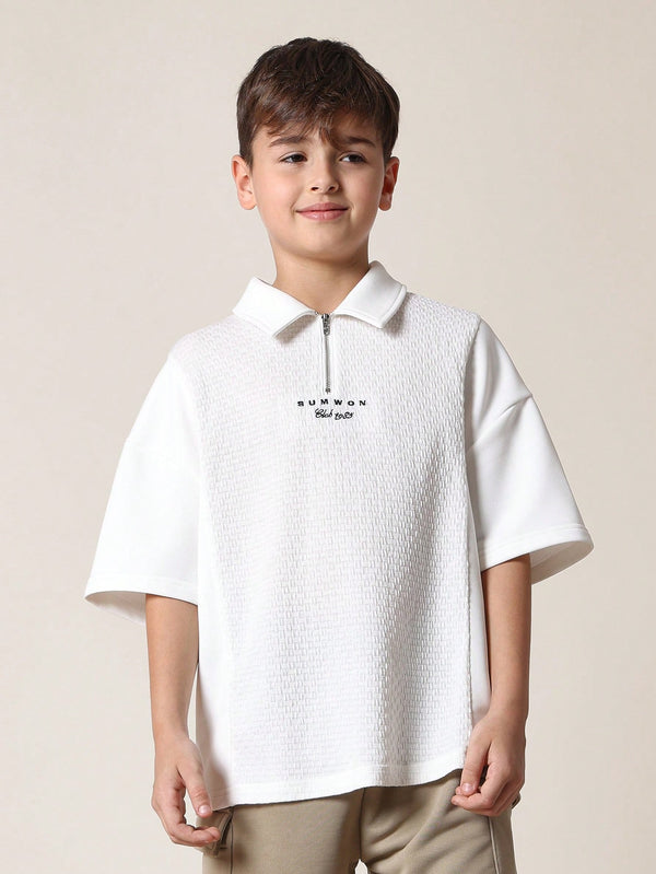 Sumwon Club Edition Premium Textured Polo Athletic Youth Quarter-Zip Collar
