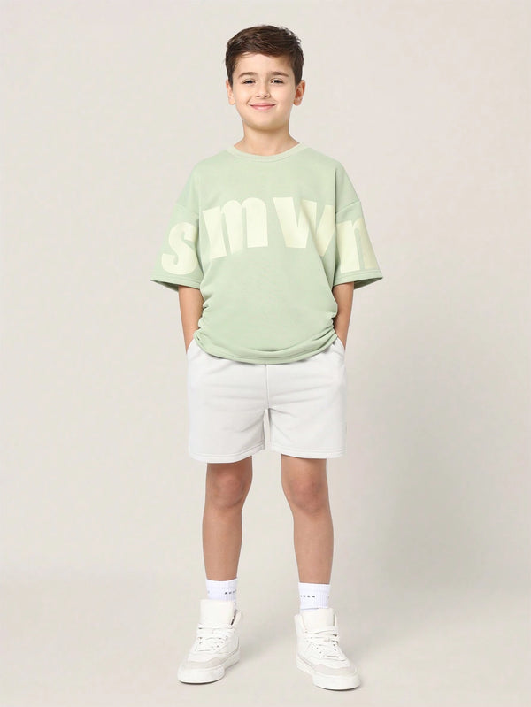 Youth Summer Two-Piece Athletic Set Smwn Casual T-Shirt And Shorts Outfit