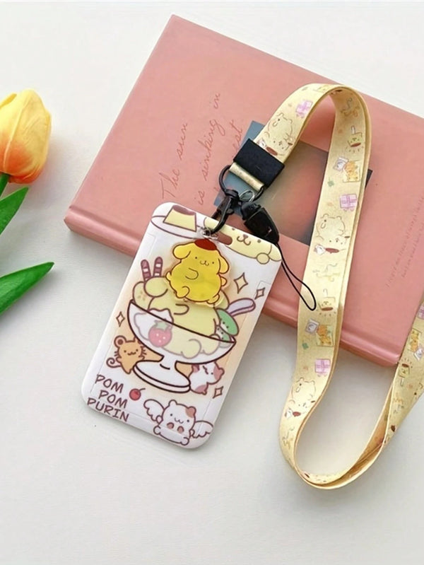Sanrio Card Holder With Long Strap Neck Hanging ID Card Protector Student Card Holder Access Control