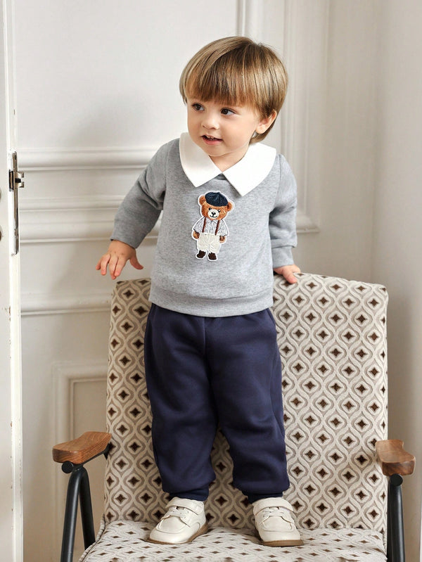 Sweatshirt & Navy Casual Sweatpants Suit Baby Boy
