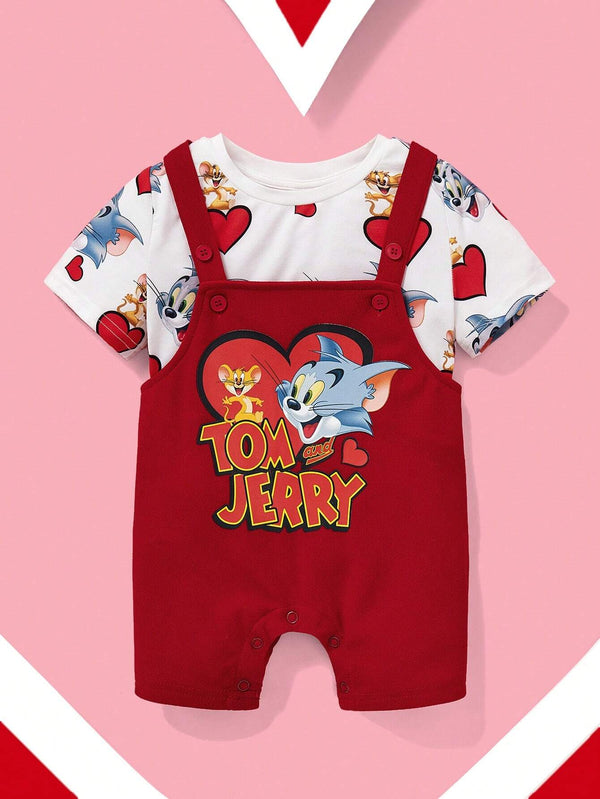 Baby Boy Cartoon Graphic Tee And Jumpsuit Set