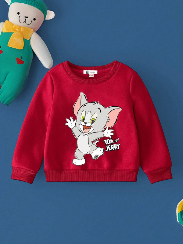 Baby Boy Casual TOM & JERRY Graphic Red Sweatshirt