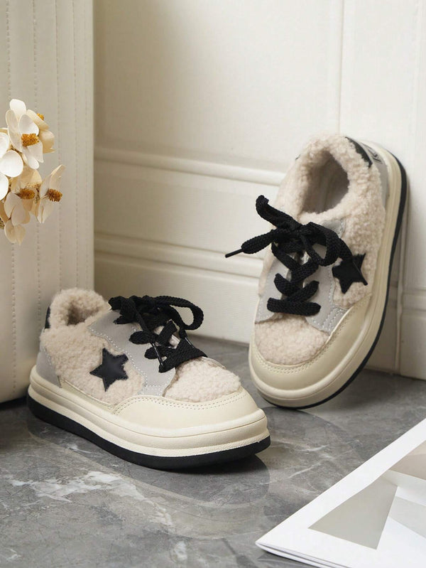 Winter Anti-Slip Star Printed Warm Plush Lined Low-Top Sneakers