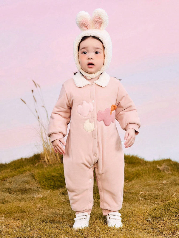 mini bala Baby Girls Antibacterial Long-Sleeve Infrared Heating Jumpsuit