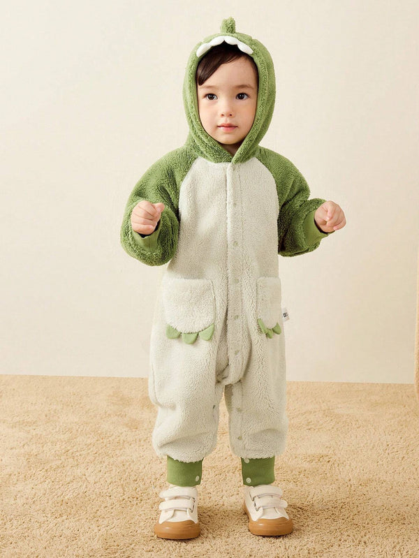 Double-Sided Plush Hooded Jumpsuit Warm