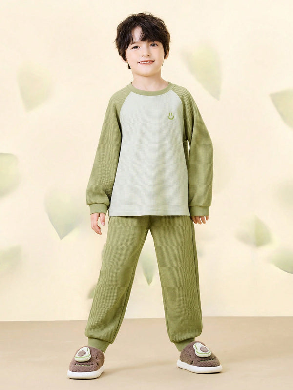 mini bala Kids Cotton Waffle Plant-Based Pajamas Soft Long Sleeve Set
