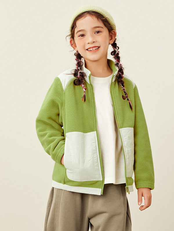 Young Girl Stand Collar Fleece Jacket