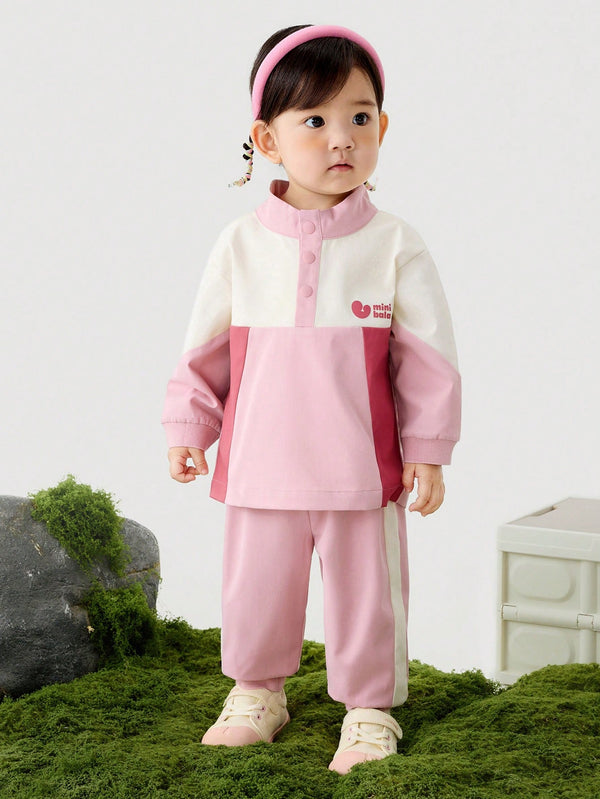 Young Girl' Two-Piece Set, Colorblock Sweatshirt And Pants